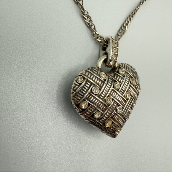 Brighton Puffy Diamond Lace Heart Reversible Pendant Necklace - Picture 5 of 16